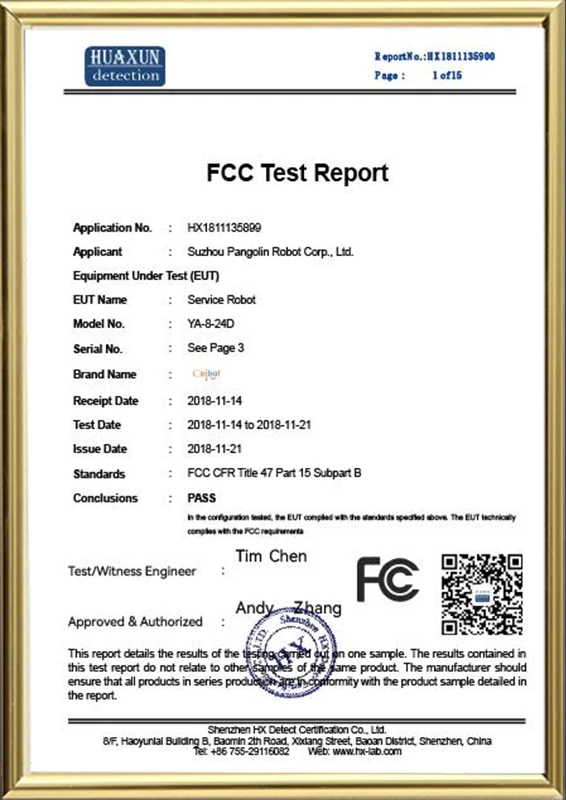 Certification FCC am&eacute;ricaine
